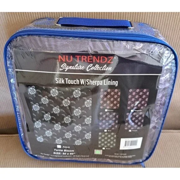 New Purple Sea Turtle Plush Fleece Throw Gift Blanket Sherpa Turtles SOFT Ocean - Picture 5 of 5